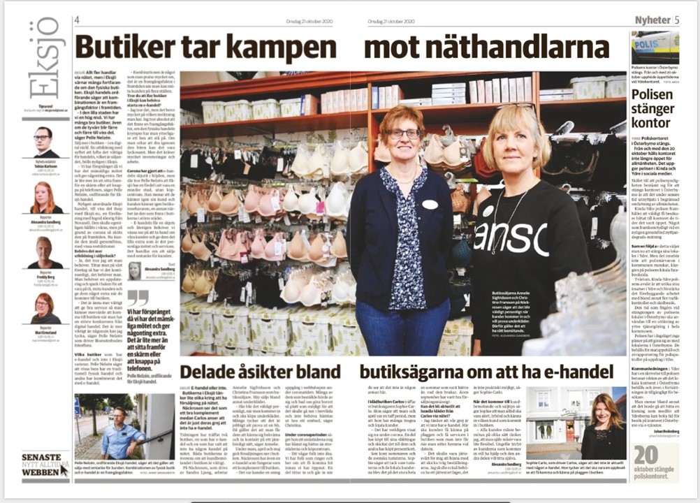 201021 Smålands-Tidningen uppmärksammar säljutbildning.
